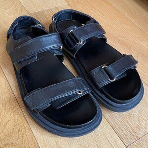 Zara Black Double-Strap Platform Sandals – EU 39 / US 8